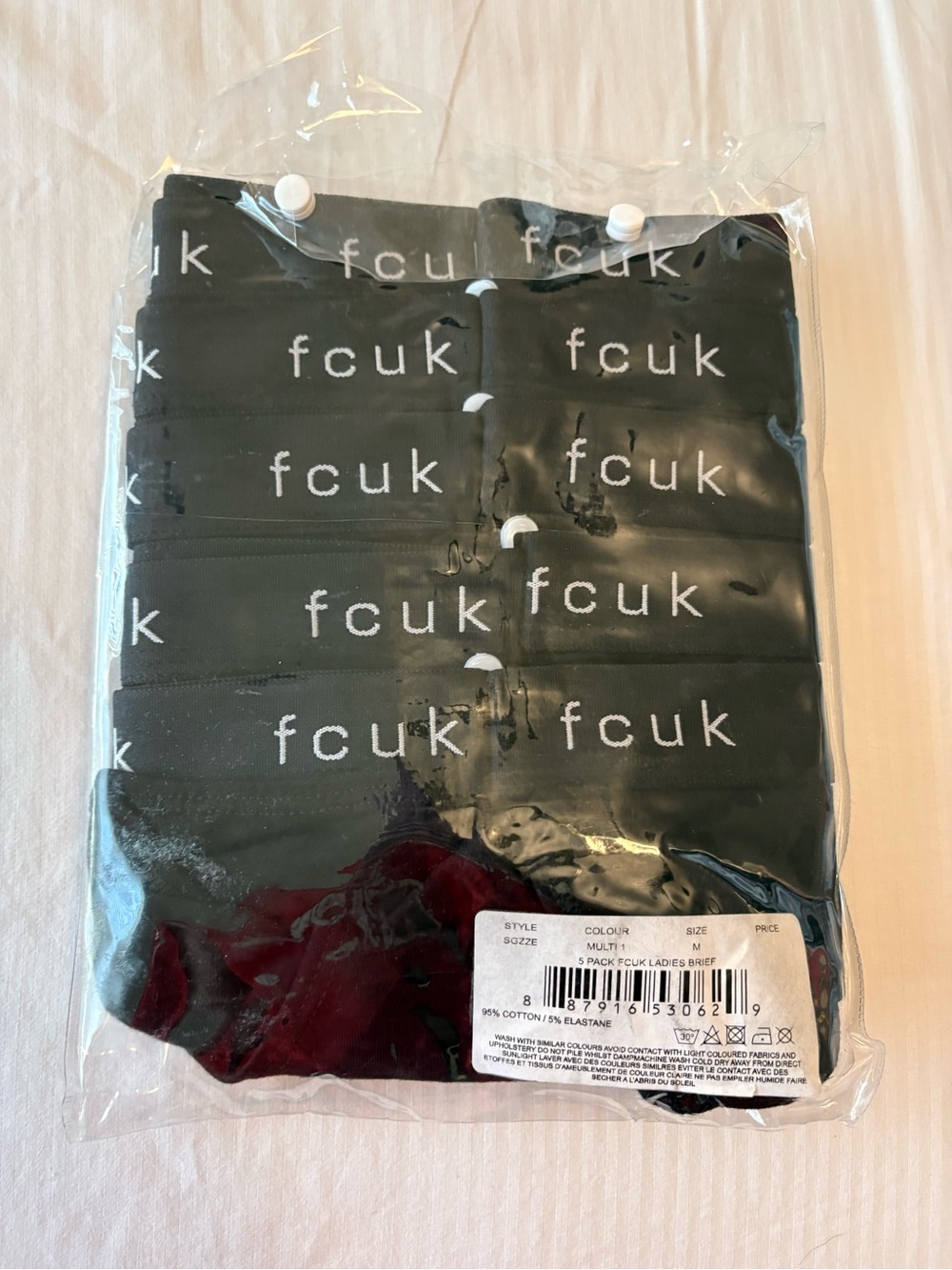 NWT French Connection Ladies Brief Set 5-Pack All Black Size Medium